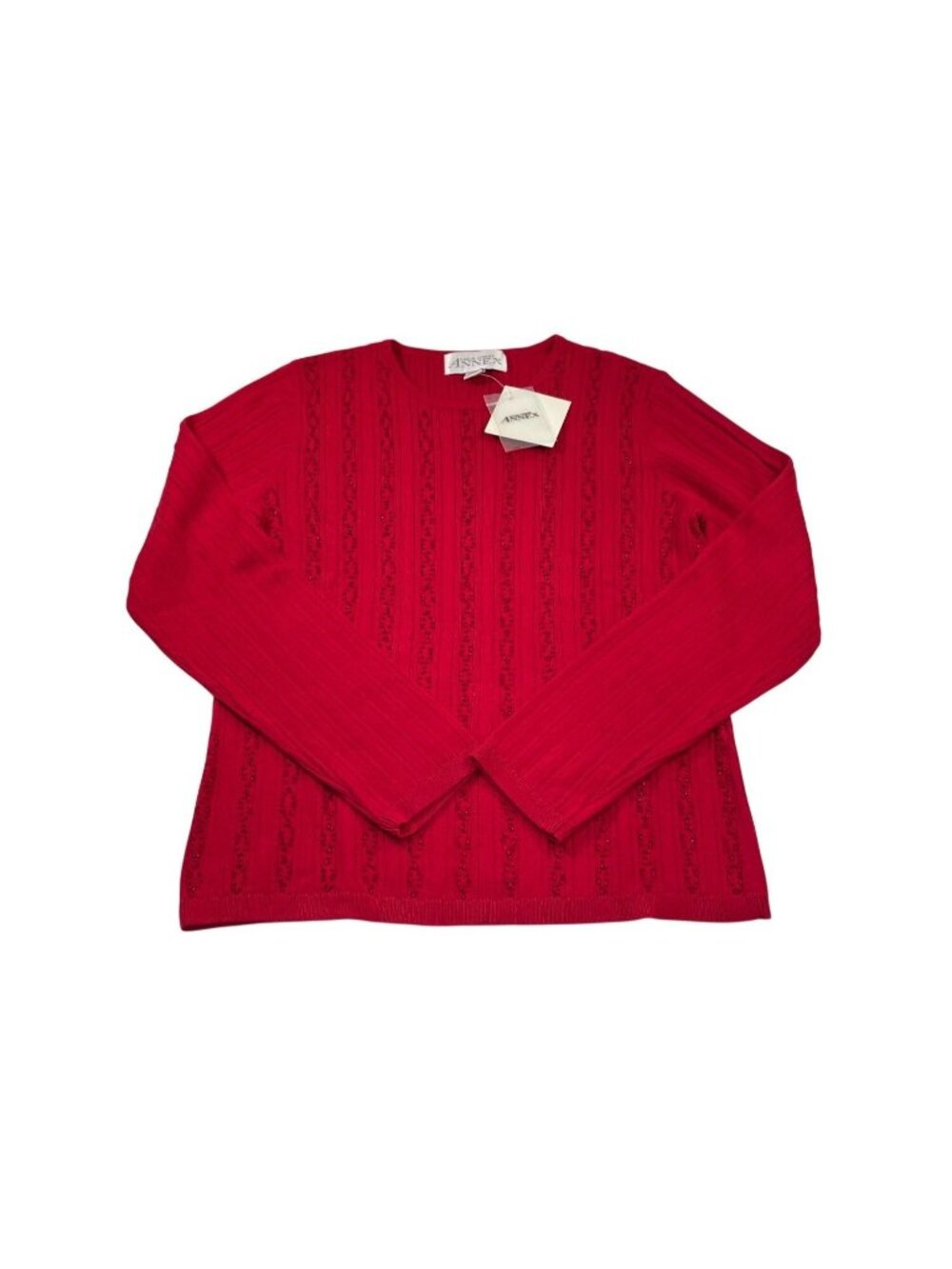 Vintage 90s Beaded Embellished Sweater L Red Vibrant Holidays Tomato Girl Retro